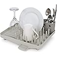 Joseph Joseph Duo Compact Dish Drying Rack Kitchen Dish Drainer with Utensil Pot and Drip Spout, Grey
