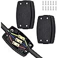 wynott 3 Terminal Electrical Junction Box 13A 250V Flex Connector Black Cable Connector Wire Junction Connector Cable Joiner Box Inline Junction Box for Indoor Outdoor Lighting Power Wiring