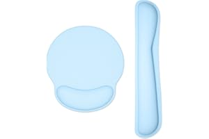 Dapesuom Tastatur-Handgelenkauflage und Mauspad mit Handgelenkstütze, Memory-Schaum-Handgelenkauflagen für Tastatur und Maus, ergonomisches Handgelenkpolster mit rutschfester Unterseite, Himmelblau