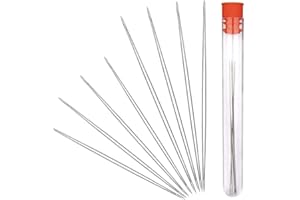 SUNFUA 8 Pièces 2 Tailles Aiguilles à Perles de Grands Yeux avec Bouteille D'Aiguille Convient pour La Fabrication de Perles de Rocaille Bracelets et Colliers Bricolage