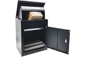 Nicoman Metal Parcel Delivery Box Outdoor, Wall Mountable, Black, Secure Storage with Keys, No Assembly Required