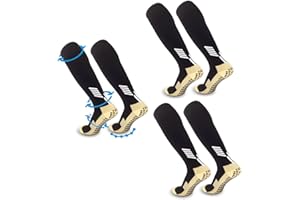 FIBOGOUP Calze Calcio da bambino(3 Paia),Calzini Antiscivolo Sportive,Taglia universale EU 32-38, supporto alla caviglia e all'arco del piede, vestibilità perfetta, traspirante