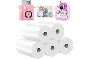 YKSLEMON Lot de 5 rouleaux de papier d'impression pour appareil photo pour enfants, 5,6 cm, recharge thermique zéro encre, sans BPA, facile à remplacer, convient à la plupart des appareils photo à impression