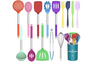 Umite Chef Kitchen Utensil Set, 15pcs Silicone Cooking Kitchen Utensils Set, Cooking Tools Turner Tongs Spatula Spoon for Nonstick Heat Resistant Cookware - (Multicolor)