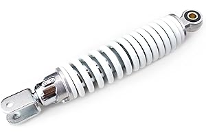 BISOMO Stoßdämpfer, Federbein 270mm von MKX-Shock, verstellbar, Farbe Chrom/Weiß für Roller, Scooter u.a. Speedfight