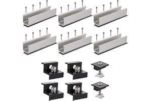 ZOFUN 6 Solarmodul Halterung Kit, 12cm Aluprofil Schienen und Zubehör Schwarz Eloxiert 30-35mm, Adjustable Bracket, Halterung Solarpanel für Solar Panel Bracket,Trapezdach Blechdach