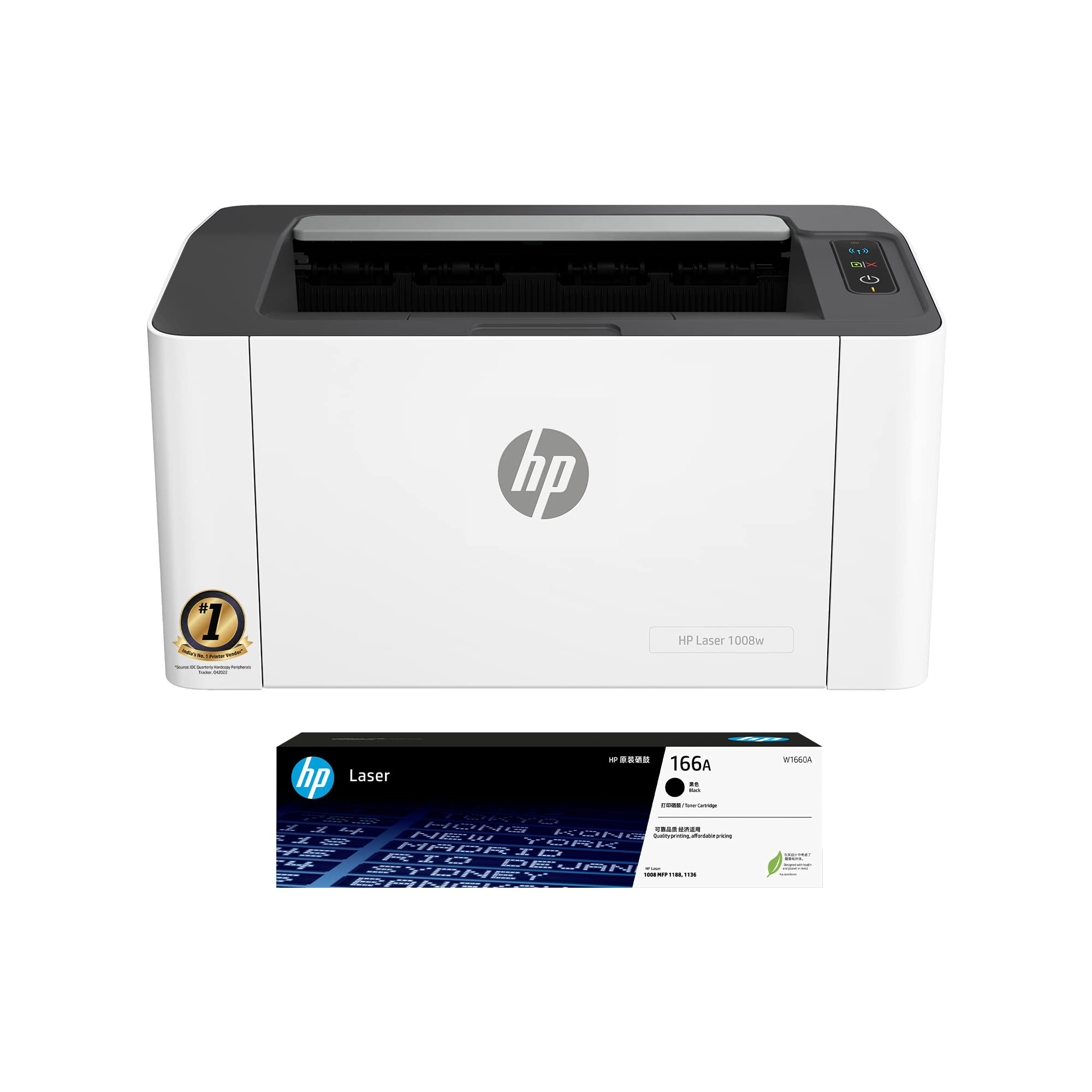 HP Laser 1008W Monochrome Laser Printers,Wireless,Single Function,Print,Hi-Speed USB 2.0Up to 21 Ppm,150-Sheet Input Tray,100
