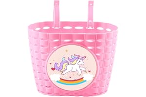 XIEXIESHER Cesta de Bicicleta Niños, Cesta Delantera Bicicleta, con Timbre Bicicleta, 2 Serpentinas, 10 Pegatinas, Accesorios Bici Niños, para Escuela, al Aire Libre, Ciclismo