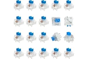 FLLYVLY Pack di Interruttori Meccanici Blu per Tastiere, Switch Tattili per Tastiera Meccanica, Compatibili con Cherry MX, per Gaming e DIY, Design Trasparente per Retroilluminazione LED (20)