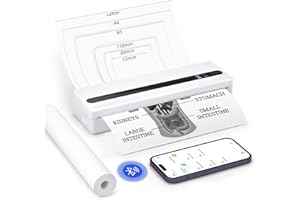 BORN4SHIP PB821 Impresora térmica portátil, Impresora sin Tinta, Impresora termica a4 para Android e iOS, Impresora portatil para Viajes, Trabajo, Escuela, Blanca