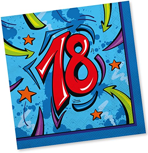 20 Servietten * SUPER ... ICH BIN JETZT 18 * für den 18. Geburtstag von DH-Konzept // Graffiti Napkins Papierservietten Party Set Jahre