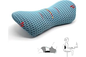 iKALULA Lendenkissen, Memory Foam Rückenstützkissen, Lumbalkissen Rücken, Rückenkissen Bürostuhl und Auto, Ergonomisches Lendenwirbelstützkissen für Autositze,Bürostuhl(Blau)