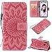 Produktbild USPANDI Handyhülle, Sunflower Printing PU Leder Flip Wallet Lanyard Schutzhülle mit Halterung Card Slot für Huawei P Smart (2019) / Honor 10 Lite (Farbe : Rosa)