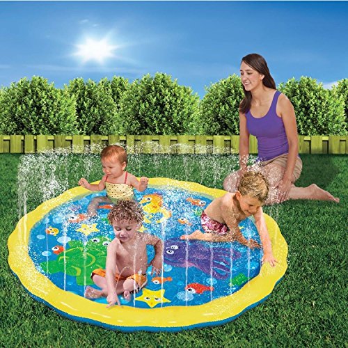 BIGWING Style Kids Outdoor Inflatable Sprinkle 100cm-Diameter Squirt and Splash Play Mat Water Spray Play Mat Summer Pool Toy