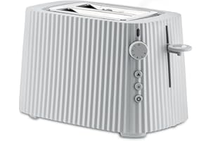 Alessi Plissé MDL08 W - Grille-Pain Design, Six Niveaux de Dorure, en Résine Thermoplastique, Fiche Européenne 850 W, Blanc