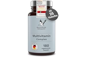 ‎BALANCED VITALITY Multivitamin Kapseln - enthält alle wertvollen Vitamine A-Z & Mineralstoffe - 180 vegetarische Kapseln für 3 Monate - ohne Zusatzstoffe - laborgeprüft - Balanced Vitality