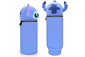 Ubephant Stitch Single Trousse, Trousse Scolaire Stitch, Fournitures Scolaires à Crayons en Silicone Souple, Trousse à Crayons TéLescopique Kawaii pour GarçOns Filles Etudiants