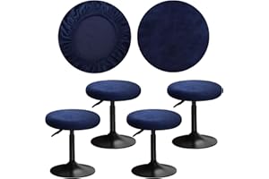 YINGAYOU Funda Taburete Redondo 30-40 cm Tejido De Terciopelo De Lujo Elástico y Fácil De Instalar, Resistente a Las Arrugas Lavable y a Prueba de Polvo, para Taburetes Tedondos (4, Azul Oscuro)