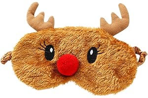 Ulife Mall Lustig 3D Süße Rentier Schlafmaske Weihnachten Plüsch Schlafbrille Augenbinde für Schlafen Reisen Augenmaske Schlafmasken Augenabdeckung für Kinder Mädchen Jungen Damen, Braun
