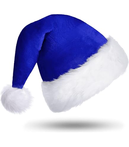 Chapeau De Père Noël En Peluche Pour Adultes - Taille Grande - Rouge Avec Pompon Et Bande Blanche