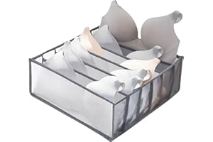 MELTU 1 Pcs Wardrobe Storage Organiser, Underwear Storage Organiser, Compartment Storage Boxes, Foldable Organiser Drawer for Sock, Bra, Belts (Grey-6 Cells-1Pcs)