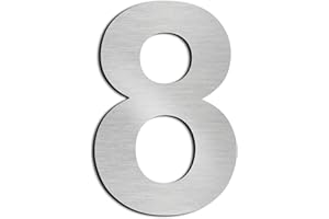 nanlyiau Numeri civici Numero di acciaio Numero civico esterno in Solido Acciaio Inossidabile 304,Aspetto Fluttuante, 8in/20.5cm(8)