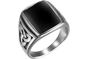 JewelryWe Schmuck Herren-Ring, Irischen Dreiecksknoten Trinity Keltisch Knoten Siegelring Edelstahl Emaille Ringe, Schwarz Silber/Gold
