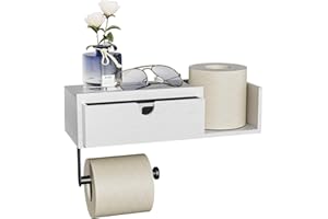 HapiRm Toilet Roll Holder With Drawer Storage Shelf - Self Adhesive Toilet Paper Shelf, Space-Saving Washroom Toilet Tissue Holder, Wall Mounted Box Stick-On Toilet Paper Holder for Bathroom