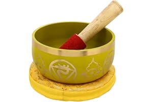 OSNICA Cuenco de canto budista – Chakra de corazón afinado, latón de, 5 pulgadas, ideal para meditaciones, ayurveda y yoga (3er chakra)