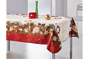 Villages de Provence - Nappe de Noël Rectangulaire - Nappe de Table Anti-tâches - Nappe en Tissu Lavable - Nappe pour Noël (Noël Féerique, 240_x_150_cm)