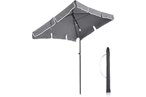 SONGMICS Parasol przeciwsłoneczny, prostokątny, 180 x 125 cm, ochrona przed promieniowaniem UV do UPF 50+, torba, z powłoką PA, do ogrodu, na taras, balkon, bez stojaka, szary GPU180G01