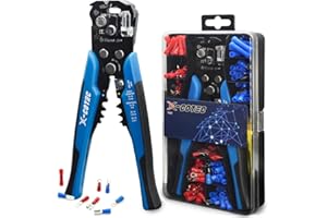 X-COTEC Pinza Spelafili Elettricista Spellacavi Elettrici, Attrezzi Elettricista 3 in 1 Pinza, Professionale Tagliafili, Pinza a Crimpare per Capicorda Automatica Blu, 22-10 AWG (0.5-6 mm²)