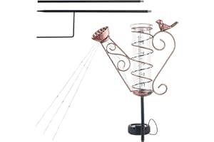 LUFEIS Regenmesser, Regenmesser für Garten, Niederschlagsmesser mit Erdspieß, Solarenergie Regenmesser Glas, Abnehmbarer Regenmesser mit Metallpflock, für Garten, Rasen, Wegelandschaft(Kolibri)