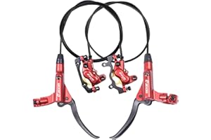 ThinkTop Bike 4 Piston Hydraulic Disc Brake, MTB Bicycle Oil Pressure 4 Piston Driving Brake Caliper, Left (Front) 800/Right (Rear) 1400mm