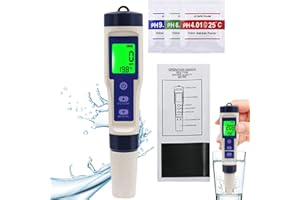 CHENGJIN 5 in 1 Digital Water Tester,Digital PH Meter,Water Quality Tester,Digital Water Quality Tester,PH Salinity T/DS Temperature Meter,Water Quality Tester for Swimming Pool,Water Aquarium Hot Tub