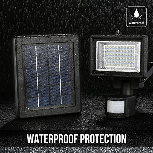 LE Solarfluter, Solarleuchte mit Bewegungsmelder 6000K Kaltweiß Solar betrieb Flutlicht IP65 wasserdicht Strahler mit Solarzelle ideal für Veranda Garten Garagenhof Aussenbeleuchtung - 4