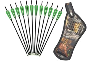 AMEYXGS 8pcs Crossbow Bolts Mixed Carbon Crossbow Arrows 16" 17" 18" 20" 22" with Crossbow Bolts Quiver for Crossbow