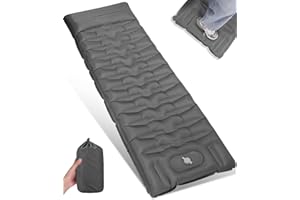 Tixexo Matelas Camping Autogonflant Tapis de Sol Camping Matelas Autogonflant 1 Personne,Tapis de Couchage Gonflable avec Pompe à Pied,13CM épais, Peut être épissé, Plein Air Randonnée (Gris)