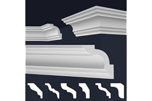 MARBET DESIGN Stuckaturlist av XPS/polystyren, vit – taklist/takändlist/E-list – (inre och ytterhörn, E-16)
