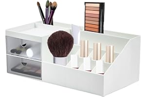 Auptiz Make-up Organizer mit Schubladen Beauty Organizer Make-up Lagerung Kosmetische Schminktisch Organizer ür Dresser Schlafzimmer Badezimmer (2 Schublade)