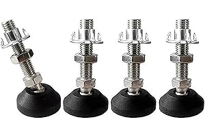RHUAFET 4 Stück Stellfuß M10 x 40 MM Einstellschraube M10, Möbelfuß Sockelfuß Kann 400KG Tragen Verstellbare Füße Stellschraube Stellteller Stellfuß Maximal 15 ° Neigung (4 Stück - M10 x 40 MM)