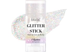 Prreal Bâton à paillettes pour le corps, maquillage en gel pailleté pour le visage, holographique, paillettes, sirène, tenue rave, tenue pour femme, bâton de peinture sur le visage scintillant