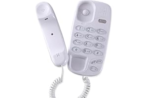 FAYAZ Wall Mountable or Desktop Corded Telephone, Mute, Pause, Redial, Flash, for Home Office Hotel Bathroom, White