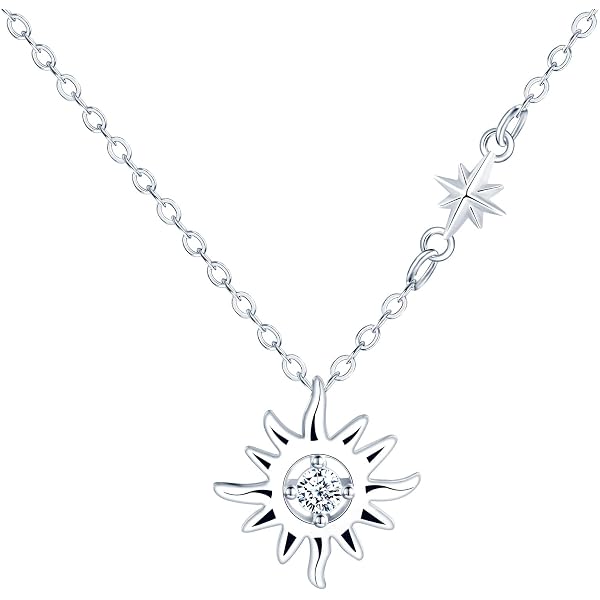 NicoWerk Collana In Argento Sterling 925 Con Ciondolo Sole – Catena 40+3 Cm, Ciondolo 11 Mm, Gioiello Elegante Per Donna, Regalo In Confezione