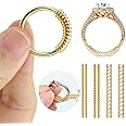 FEORA 4 Pcs Gold Ring Adjuster for Loose Rings Invisible Ring Tightener Reducer Resizer Fit Spiral Silicone Set Finger Ring Size Adjuster For Women Men Adjustable Spring Spiral Silicone Tightener Set