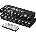Karessories HDMI Matrix Splitter 4x2 Switch Adapter 4 In 2 Out 4K@60Hz with HDR 10, 2 x SPDIF, 2 x L/R 3.5mm, EDID Setting