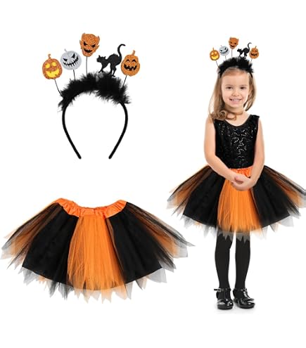 Hifot Costume Pipistrello/Ragno Per Bambina Con Gonna Tutù, Cerchietto E Bacchetta Magica, Halloween