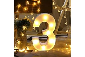 GUIJIYI Chiffres LED - Chiffres lumineux - Chiffres lumineux - 0 1 2 3 4 5 6 7 8 9 - Lumière blanche chaude - Décoration de fête d'anniversaire et Mariage(3)