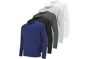 miijoory 4, 5 o 7 Piezas Camisetas Manga Larga Hombre Camiseta Deporte Hombre de Secado Rápido Respirable UV Protección Solar para Gimnasio Running