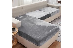 Rosnek Sofa Cushion Covers, Stretch Velvet Sofa Seat Cover for 2 Seater, Universal Non-Slip Elastic Couch Slipcovers Replacement, Stretch Home Furniture Protector with Elastic Bottom, 1PCS, Grey